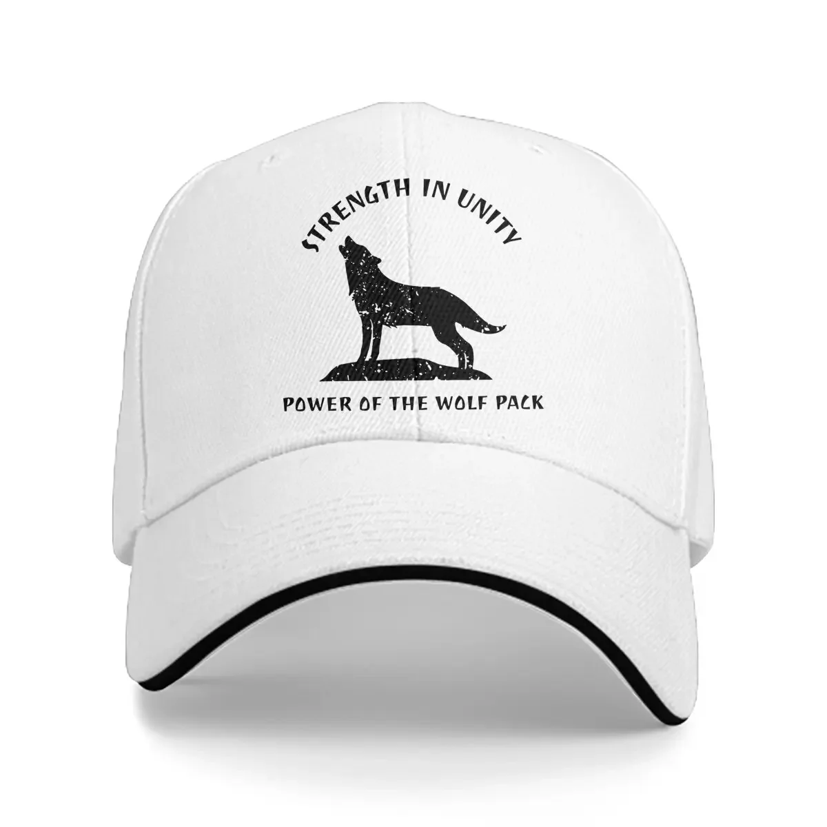 Washed Men's Adjustable Baseball Cap Strength In Unity Power Of The Wolf Pack Trucker Snapback Caps Dad Hat Wolf