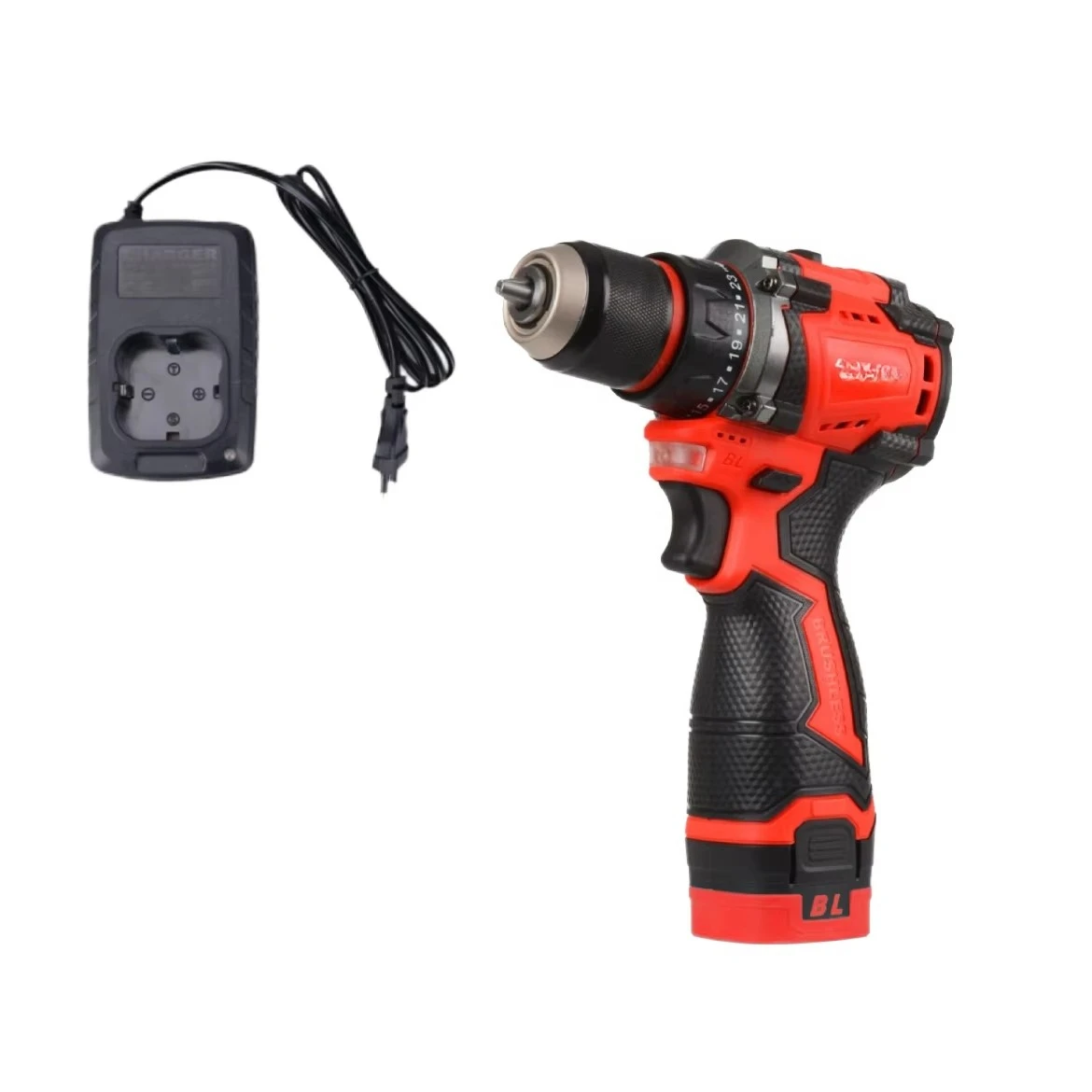 مجموعة مثقاب لاسلكي صناعي احترافي مع محرك مزدوج السرعة 60 نانومتر بدون فرش وبطارية متغيرة السرعة مدعومة OEM