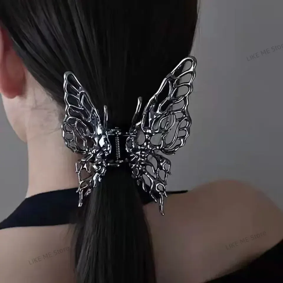 Korea Bright Silver Butterfly Grab Clip Hair Claw Cross Geometric Hairpin Woman Girls Styling Barrette Headdress Pince Cheveux