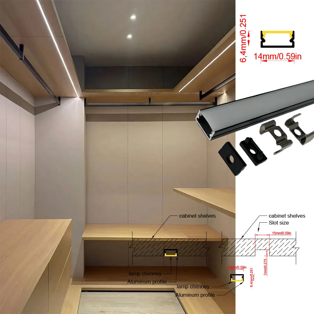 14x7mm (5 szt.) 0.5m listwa profilowa z aluminium LED światło: nadaje się do szafek kuchennych i szafek na wino z wbudowaną instalacją