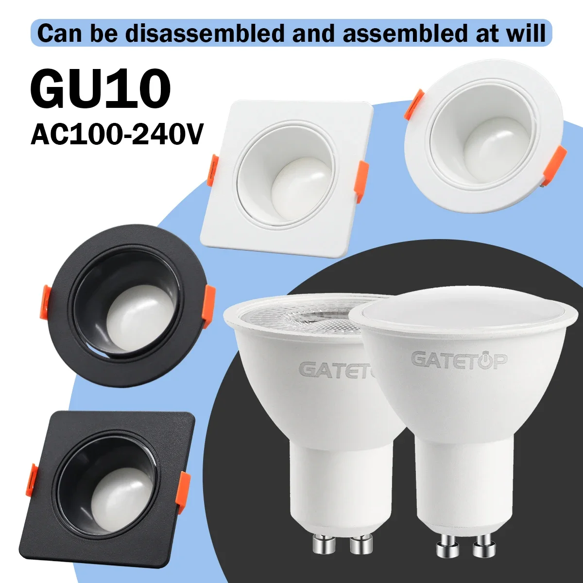 5/10/20pcs GU10 Ceiling Spotlights for Indoor Lighting - Energy Saving 5W LED - Angle Adjustable and Rotating