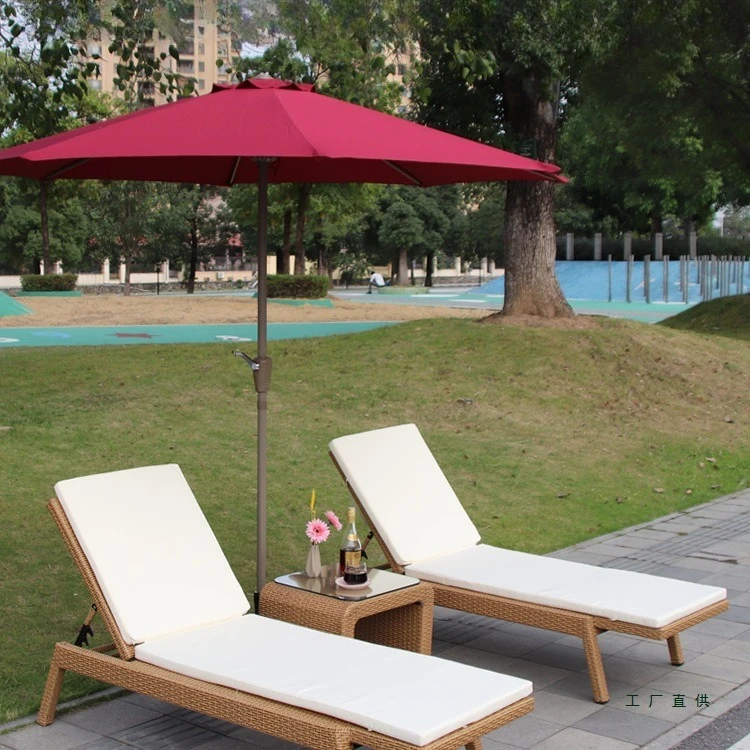 Outdoor rattan bed courtyard swimming pool lounge chair open-air garden balcony outdoor waterproof sunscreen beach