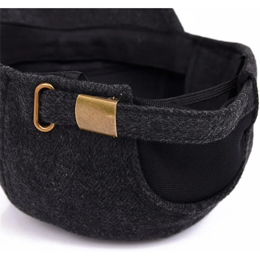 YAKER Cappello da baseball con visiera in lana calda invernale da uomo con paraorecchie e fibbia in metallo