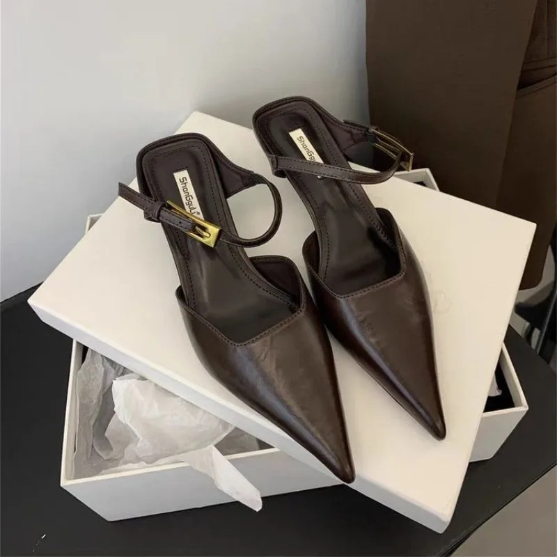 

2026 Fashion Brand Shoes Women Slippers Pointed Toe Thin Low Heels Pumps for Party Dress Shoes Elegant Pumps Shallow Mujer