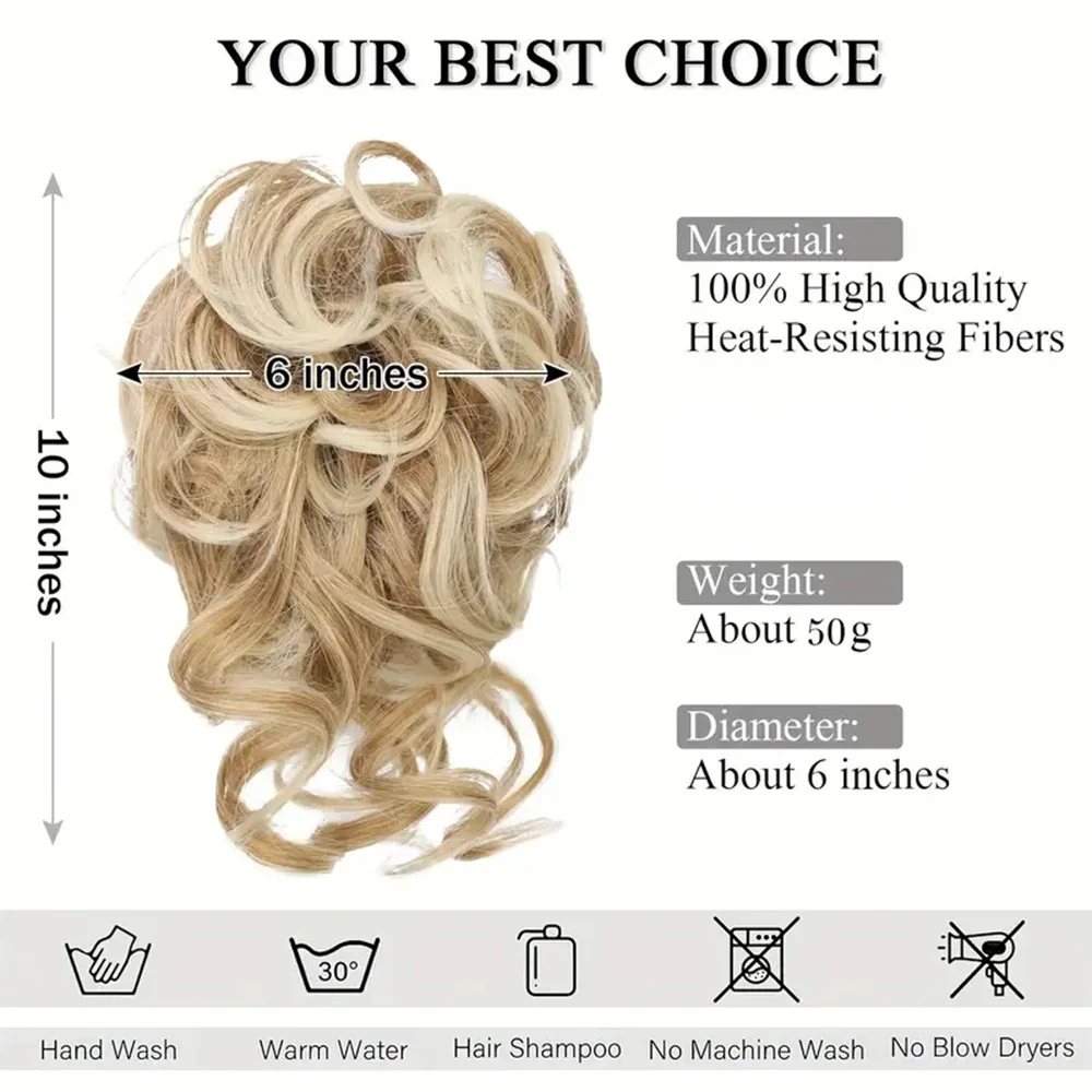 Messy Curly Donut Synthetic Hair Bun Updo With Elastic Band Hair Bun Hair Extension Piece Suitable For Women Hair Accessories