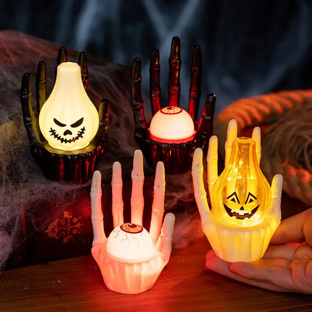 Halloween Night Light Spooky Ghost Hand Lamp Skeleton Hand Night Light Ghost Face Pumpkin Lamp Eyeball Led Decor for Spooky Home
