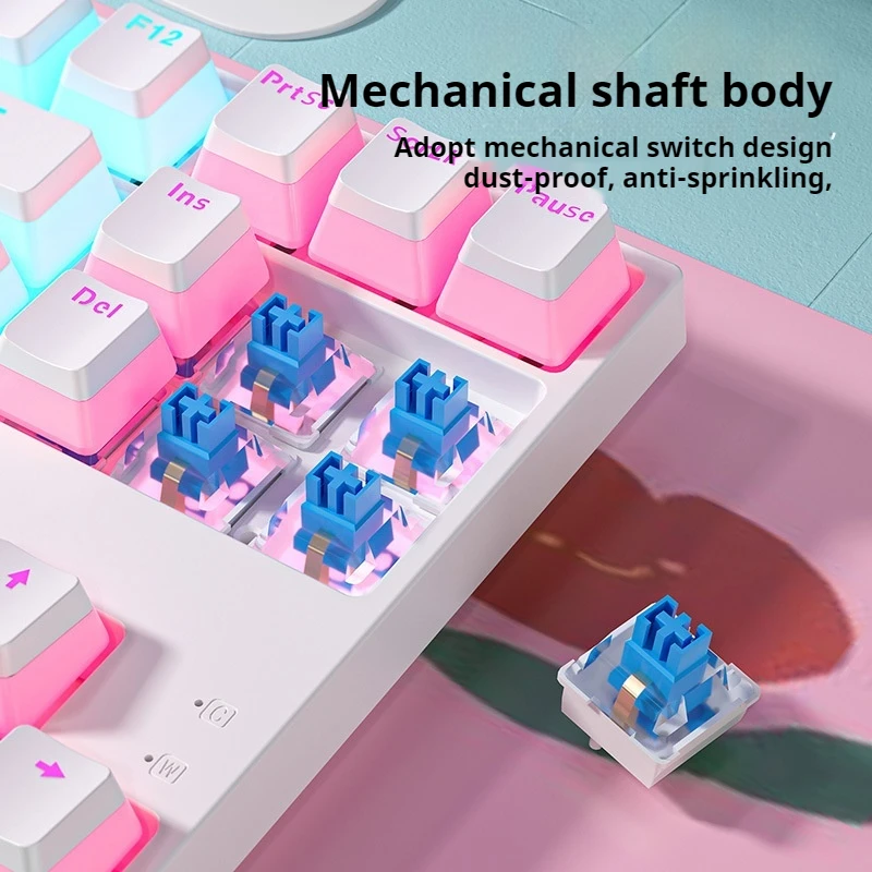 Mechanische as met 104-toetsen Bedraad mechanisch toetsenbord met achtergrondverlichting Abs Materiaal USB-verbinding Tablet Laptop Desktop Computer Kantoorspel