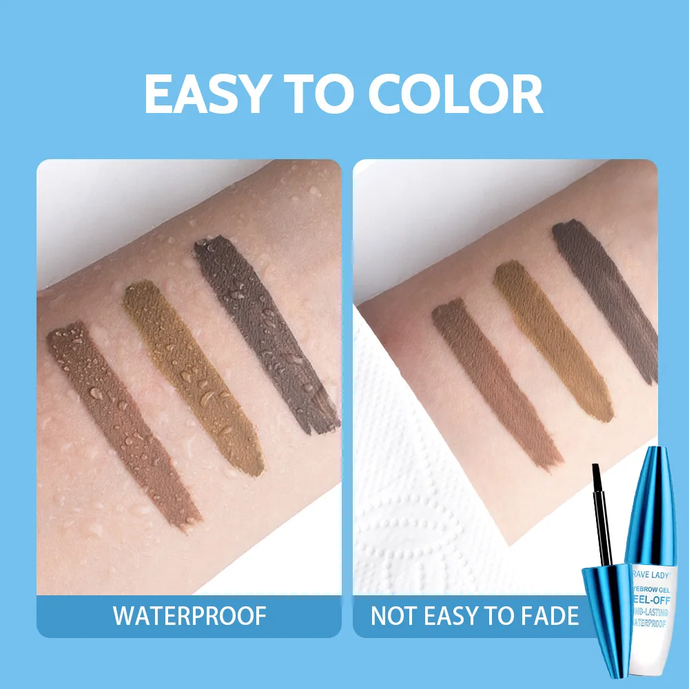 Rave Lady 3Pcs Tear-Off Eyebrow Glue Dye Waterproof Lasting Fasting-Dry One-Step Smudge-Proof Not Easily Fade Eyebrow Makeup