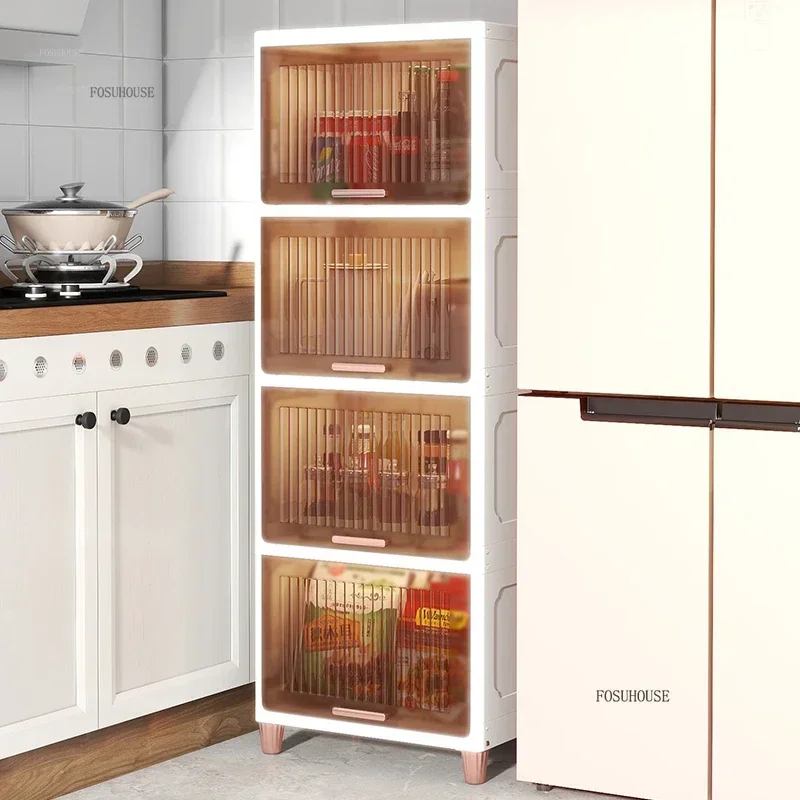 new Home Kitchen Furniture Minimalist Kitchen Cabinets Multi-layer Pot Cupboard Kitchen Cabinet Floor Flip Snack Storage Cabinet