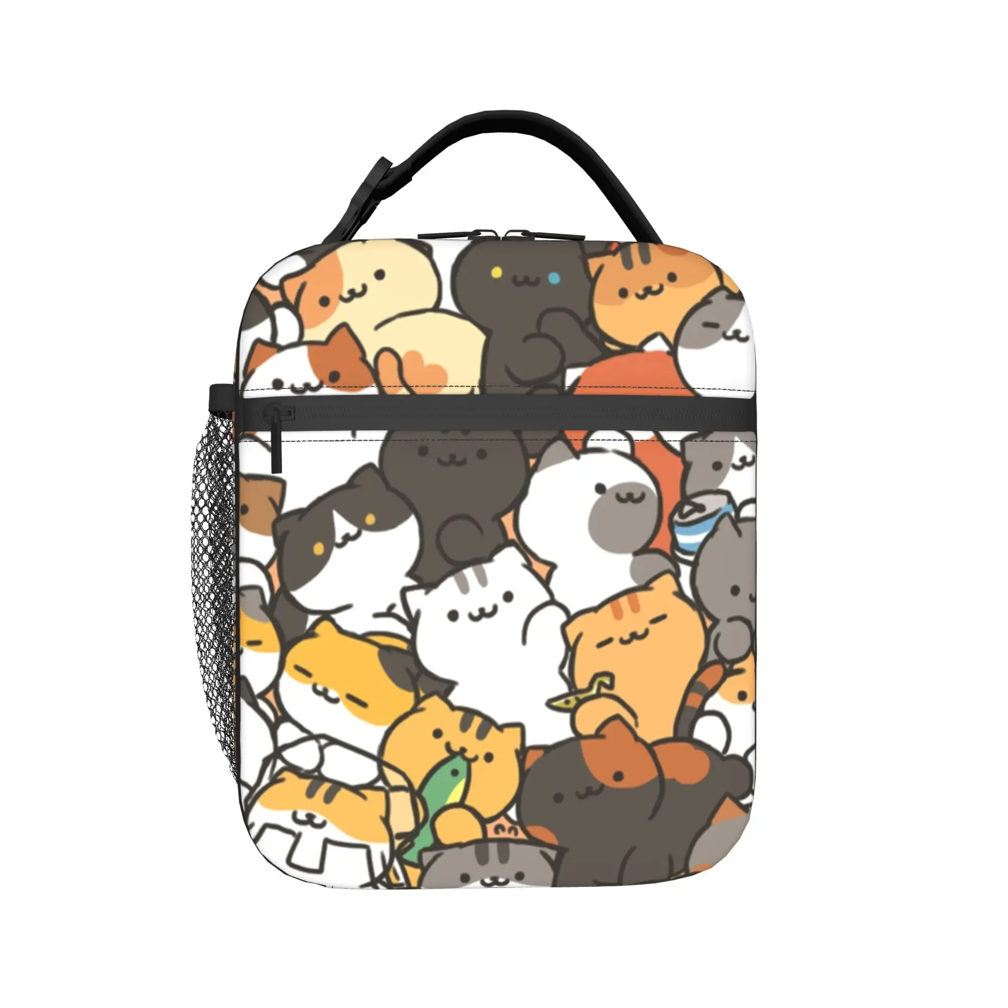 Anime Neko Atsume Lunch Bag For Men Cute Cat Funny Animal Lunch Box Fashion Outdoor Picnic Cooler Bag Thermal Tote Handbags