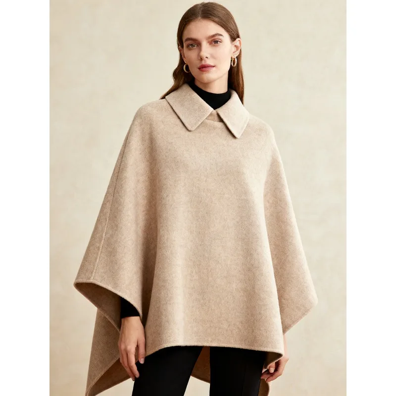 

Tinaa 5colors Luxury Cape Coat Woman 2025 Autumn Winter Stylish Loose Fit Turn Down Collar Knitted Elegant Ponchos 193836
