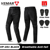 Summer Vintage Motorcycle Riding Pants Men Breathable Motocross Pants Built-in Protection Pads CE Certification Motorbike Pants