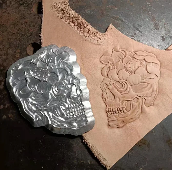 82X65mm Handmade leather three-dimensional metal embossing mold skull pattern leather special relief metal mold