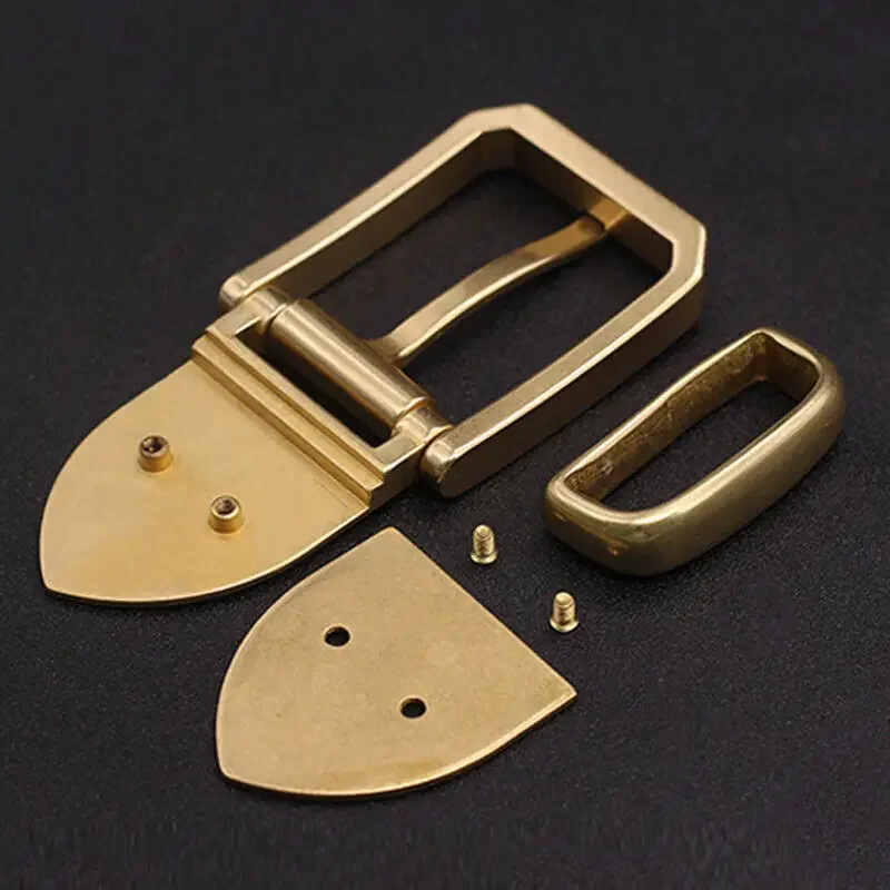 مشبك حزام دبوس من النحاس الصلب المصقول للرجال فستان جلدي حرفي DIY 40 مم #3