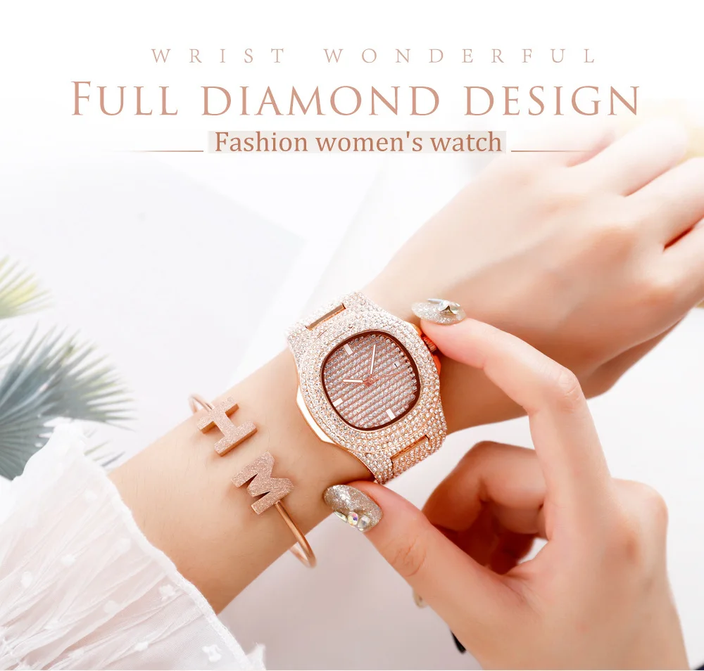 New Fashion Hot Unisex Watch Iced Out Quartz Watch Men High Quality Stainless Steel Diamond Woman Watches Top Brand Luxury Clock