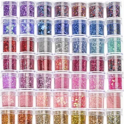 Holographic Glitter set 4 different shines Nail Sequins 10 grams each jar Holographic Cosmetic Festival Chunky Glitters Sequins
