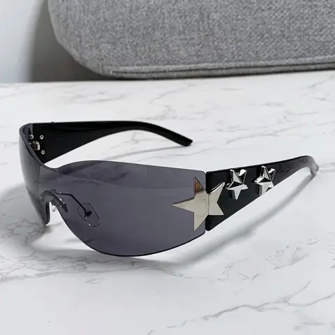 New Women's Fashion Y2K Sunglasses Star Decorative Large Frame Sun Glasses Outdoor Sports Cycling Eyewear UV400 Gafas De Sol