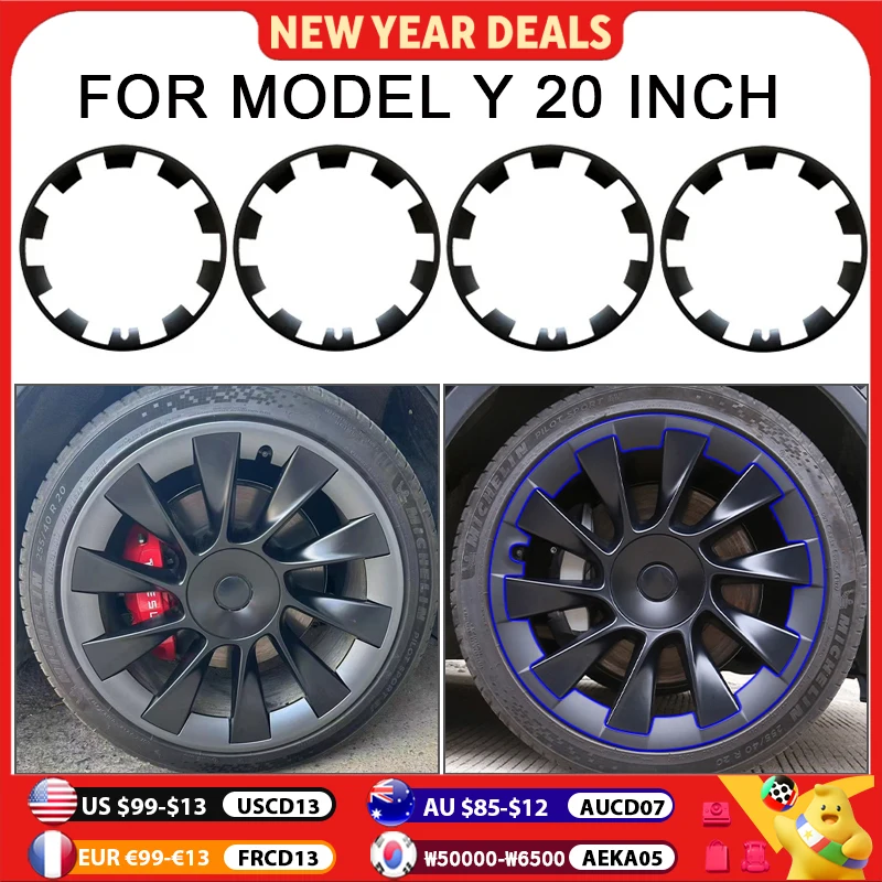 

For Tesla Model Y 20 Inch Rim Wheel Hub Protection Patch Protectors ABS Wheel Guard Covers Accessories Auto Exterior 2018-2024