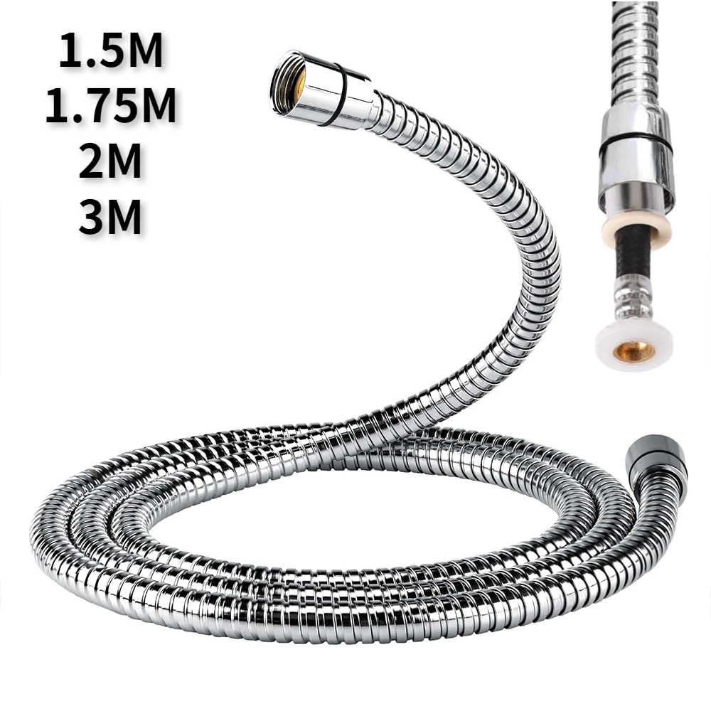 

1.5/3M Stainless Steel Encryption Flexible Shower Hose Long Water Hose Extension Plumbing Pipe Pulling Tube Bathroom Accessories