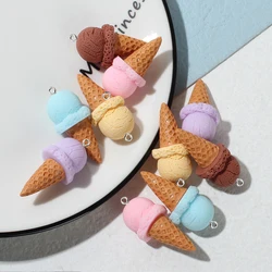 10Pcs Cute 3D Simulation Food Ice Cream Resin Charms Earrings Keychains Pendants for DIY Jewelry Making Crafts Accessories