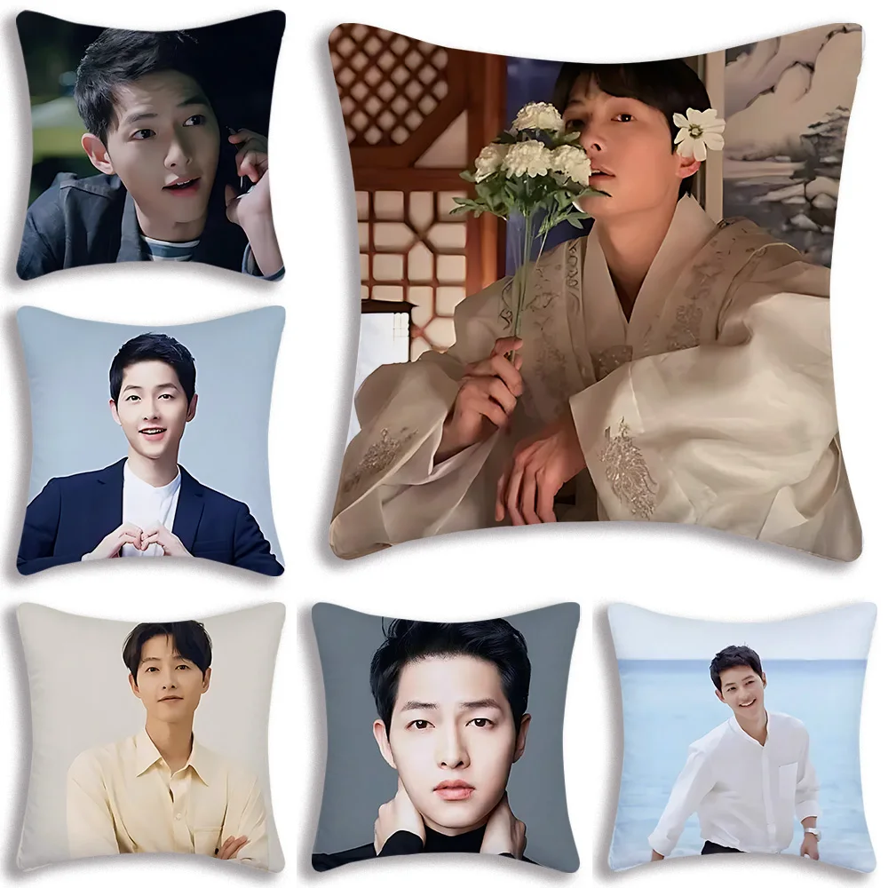 Song Joong Ki Pillow Covers Cartoon Sofa Decorative Home Double-sided Printing Short Plush Cute Cushion Cover