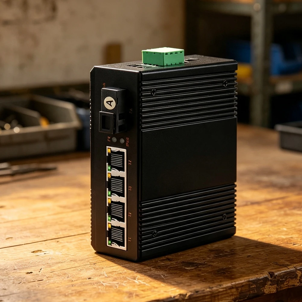 Industrial Grade DIN Rail Gigabit Fiber Switch For SC Port 4 Ethernet Ports Single Mode For Media Converter For Network Redundan