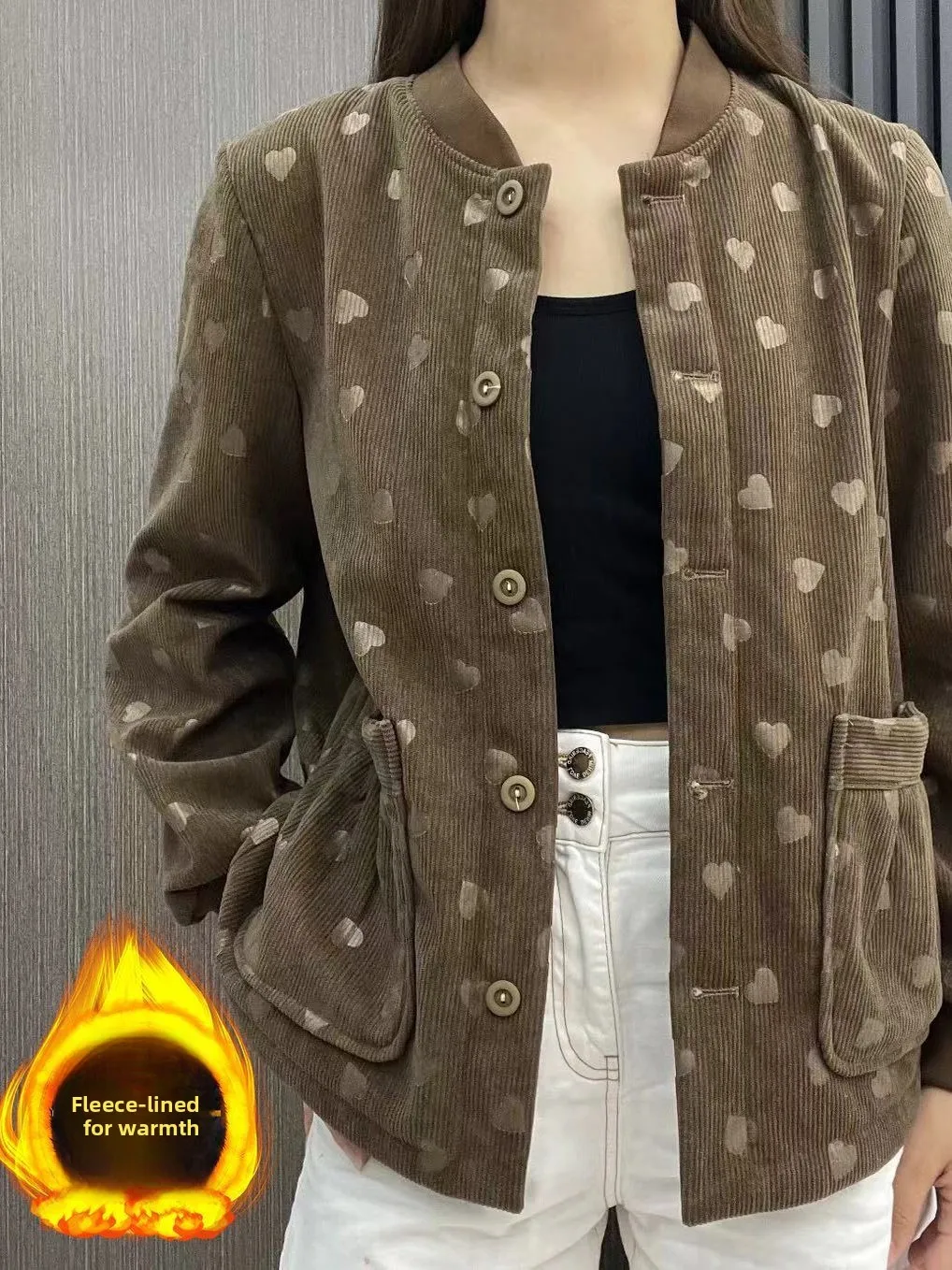 Chaqueta de béisbol con forro polar para otoño e invierno, chaqueta holgada y adelgazante, chaqueta de algodón versátil y mod...