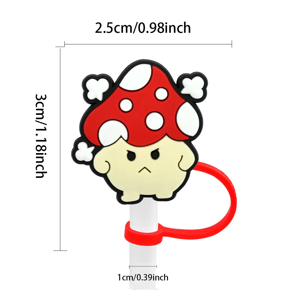 جديد 1-20 قطعة MINISO لطيف الفطر غطاء من القش قابلة لإعادة الاستخدام شرب غطاء غبار كوب زجاجي اكسسوارات ل 10 مللي متر غطاء قش السيليكون