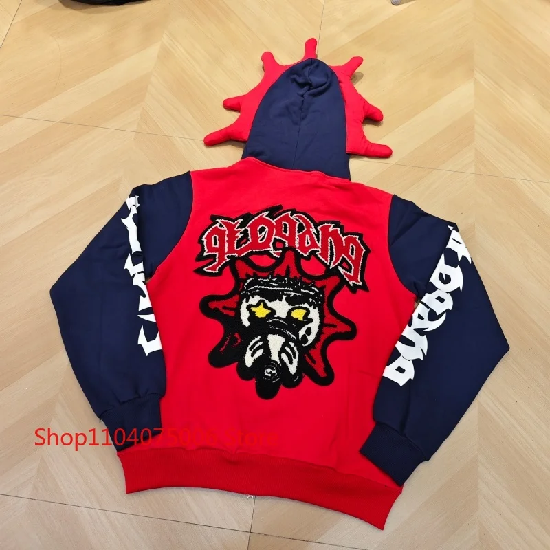 للجنسين Glo Gang هوديي الشارع أزياء التطريز شعار سميكة الدافئة البلوز الخريف الشتاء عارضة السترة تصميم جديد