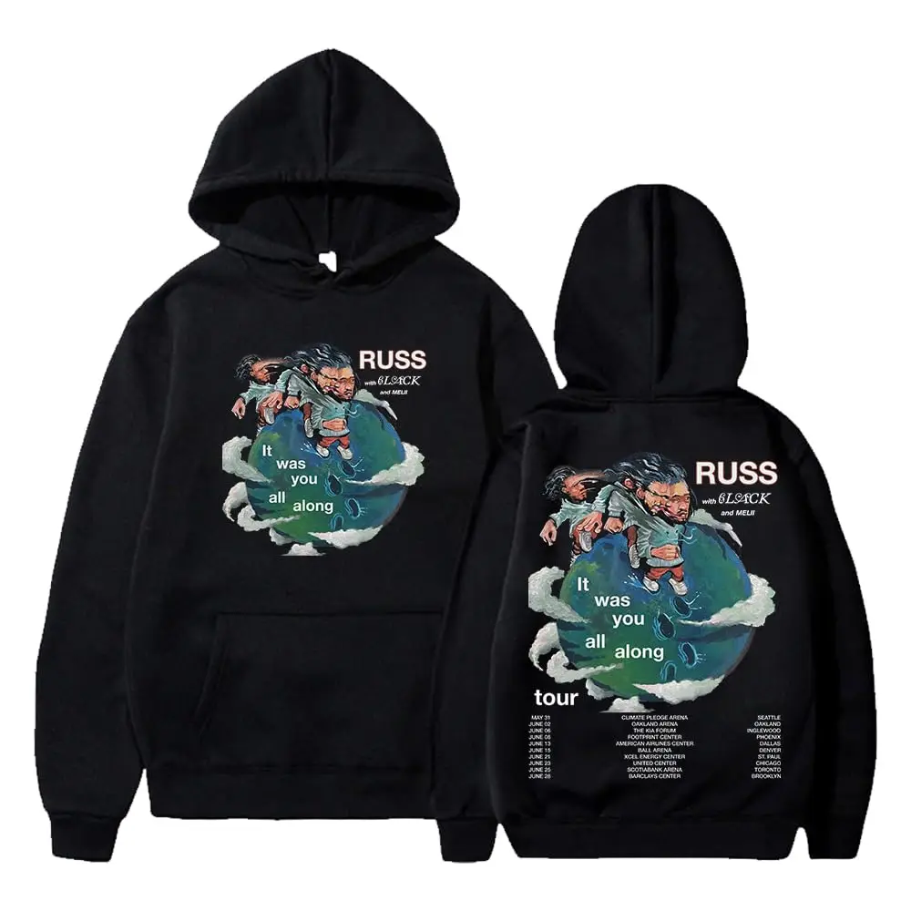 

Russ It Was You All Along Tour Hoodie Long Sleeve Streetwear Women Men Hooded Sweatshirt Hip Hop Clothes