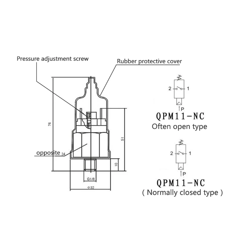 Mới 1 ''Có Thể Điều Chỉnh QPM11-NO Dây Công Tắc Áp Lực Ren Ngoài Vòi Phun