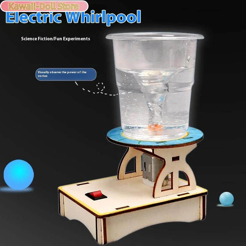 

1 Set Water Tornado Swirl Maker Wooden Puzzle Novelty Science Experiment Project Gifts For Children DIY Electric Science Toys