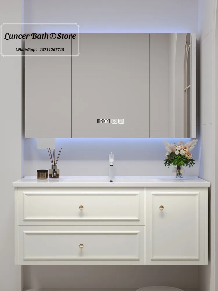 New Style Ceramic Integrated Basin Vanity, Bathroom Washbasin Sink Cabinet Set, One Piece Hand Wash Sink for Toilet