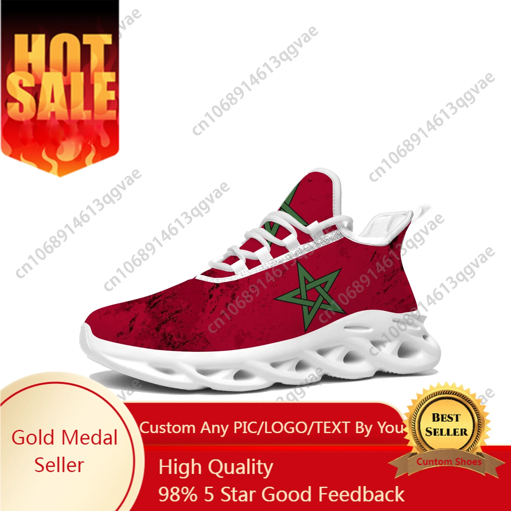 

Moroccan Flag Flats Sneakers Mens Womens Sports Morocco Shoes High Quality Sneaker Lace Up Mesh Footwear Tailor-made Shoe White