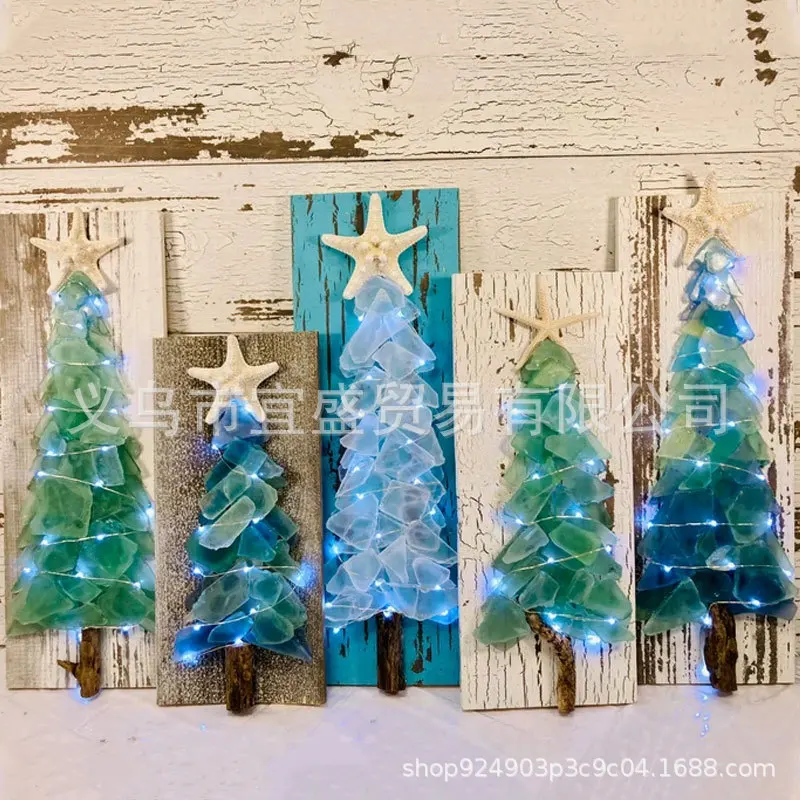 

Glass Christmas Tree DIY Figurines - Resin Craft Christmas Tree Board Decoration