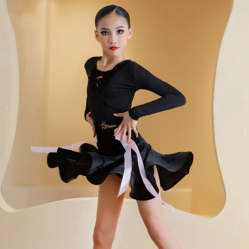 Children'S National Standard Ballroom Dance Professional Dresses Girls Latin Dance Competition Costume Kids Dancing Wear SL11045