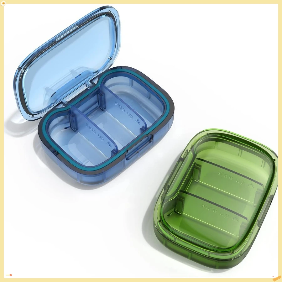 

2 упаковки, маленькая коробка для таблеток с 3 отделениями, влагостойкий футляр, органайзер для путешествий для ежедневного портативного контейнера для витаминов