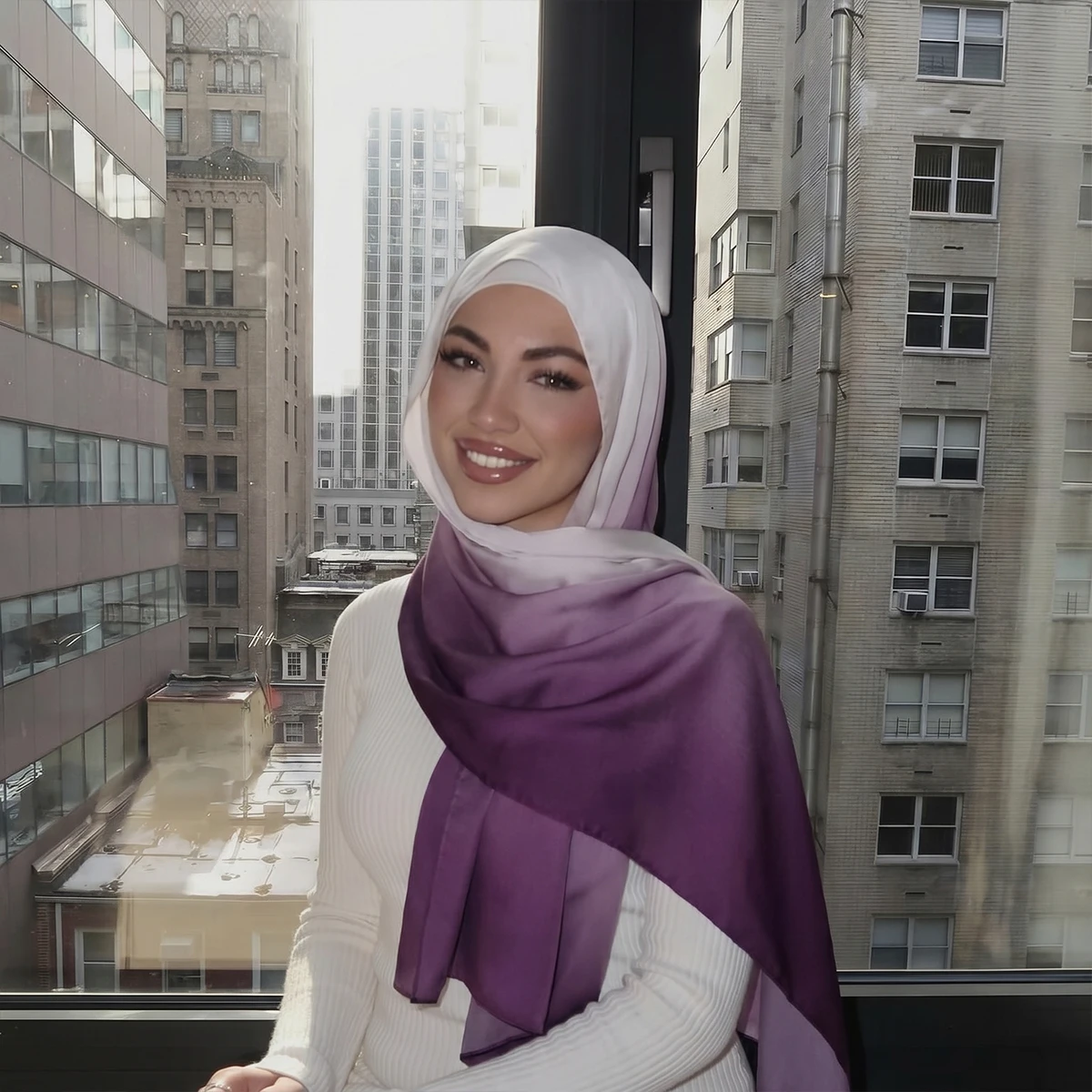 新しいビスコースグラデーションヒジャブ女性用ムスリムスカーフ - Summer Clothing Hijab のレビューと価格