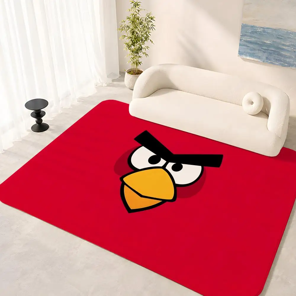 A-Angry Birds Game Floor Mat Floor Mat Soft Flannel Non-Slip Door  Rug for Living Room