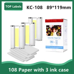 5 inch 89 *119mm KC-108 KC108 For Canon Selphy Color Ink CP1200 CP1300 CP910 CP900 CP1500 3PCS Color ink 108 Sheets Paper Set