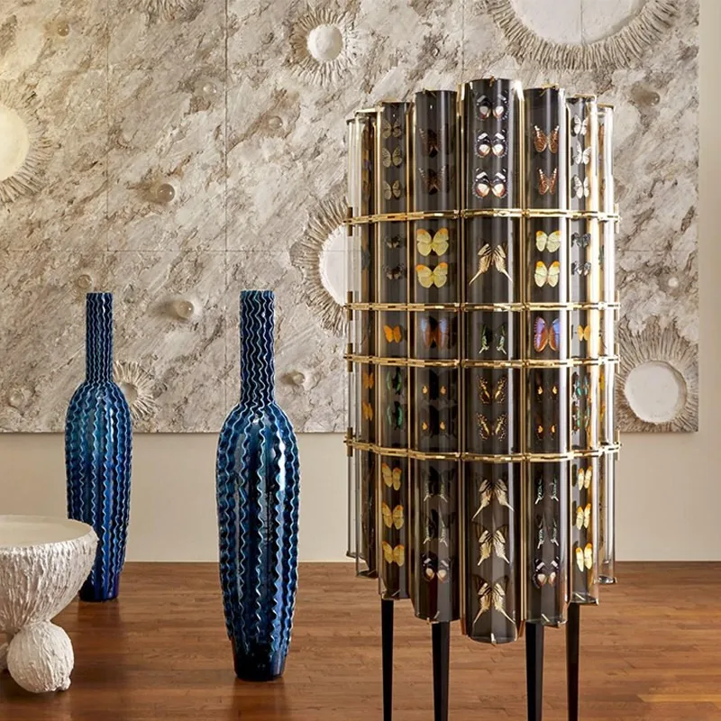 *Butterfly Multi Tiered Italian Style Light Luxury 6-Shelf Solid Wood Cabinet a Top Pick for Enhancing Living Room Wine Storage