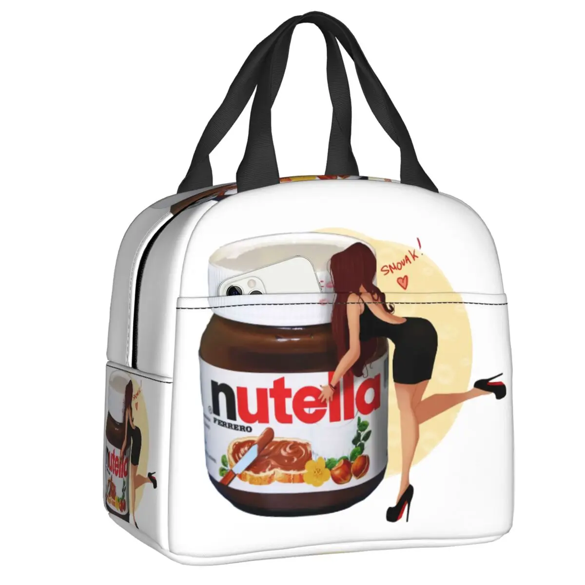 Custom Italy Nutellas Jar Insulated Lunch Bag for Outdoor Picnic Leakproof Cooler Thermal Lunch Box Women Kids