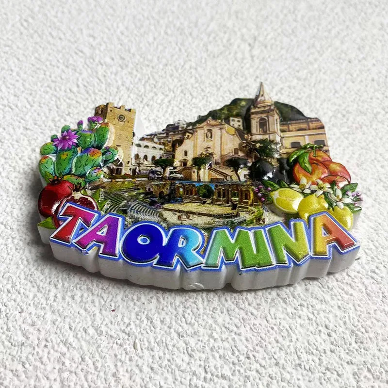 

Italian Taormina City Architecture High-End Refrigerator Magnetins Luxury Travel Souvenir Decorations