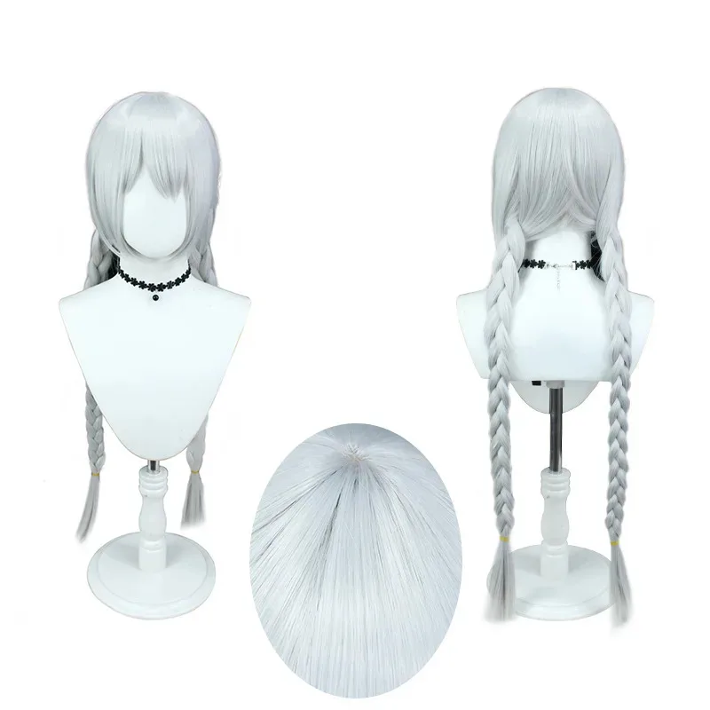 Cosplay Broken 3 Kiana Caslana Kallen Cos Wig Silver Gray Twist Braid Hairstyle