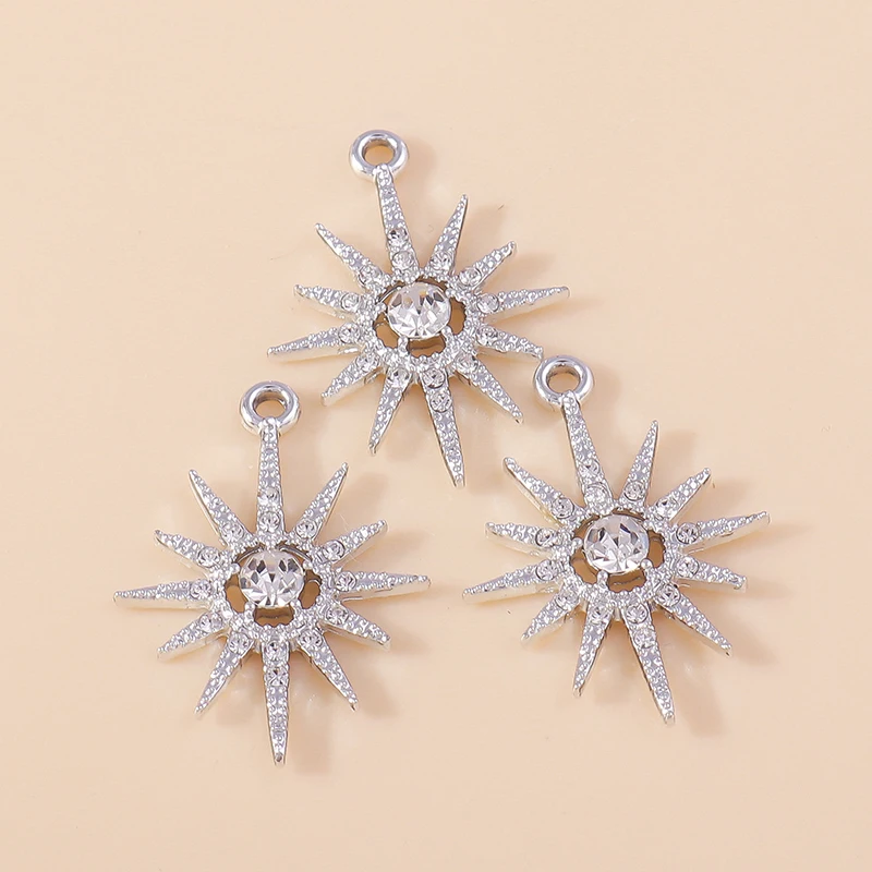 20pcs 21x29mm Cute Crystal Metal Sun Charms Pendants for Jewelry Making Necklaces Earrings Bracelets Accessories DIY Crafts Gift
