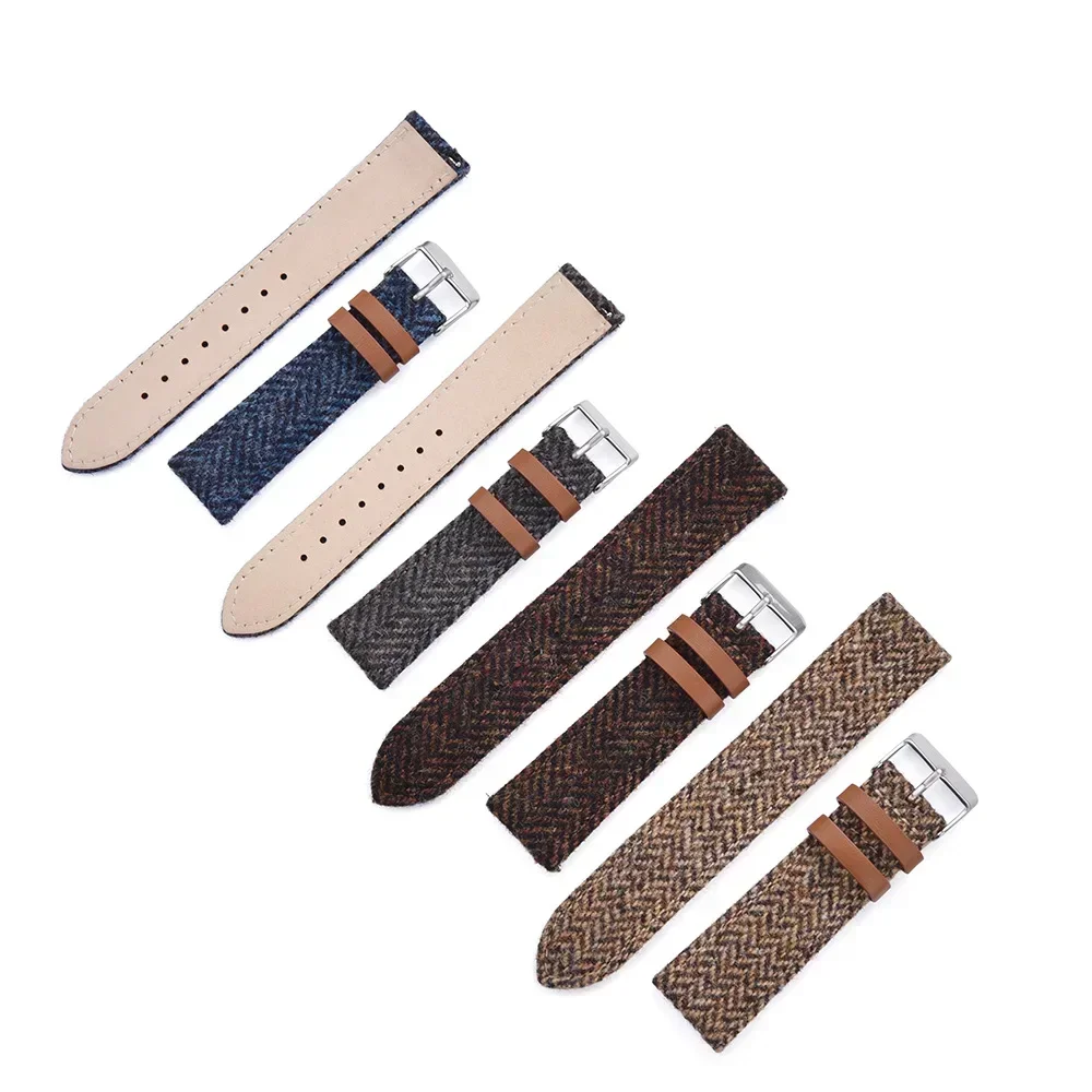 Echtes Leder-Nylon-Uhrenarmband 18mm 20mm 22mm Schnellverschluss-Armband Vintage-Gewebe-Armband für Männer und Frauen Ersatz-Armband – Detail 4