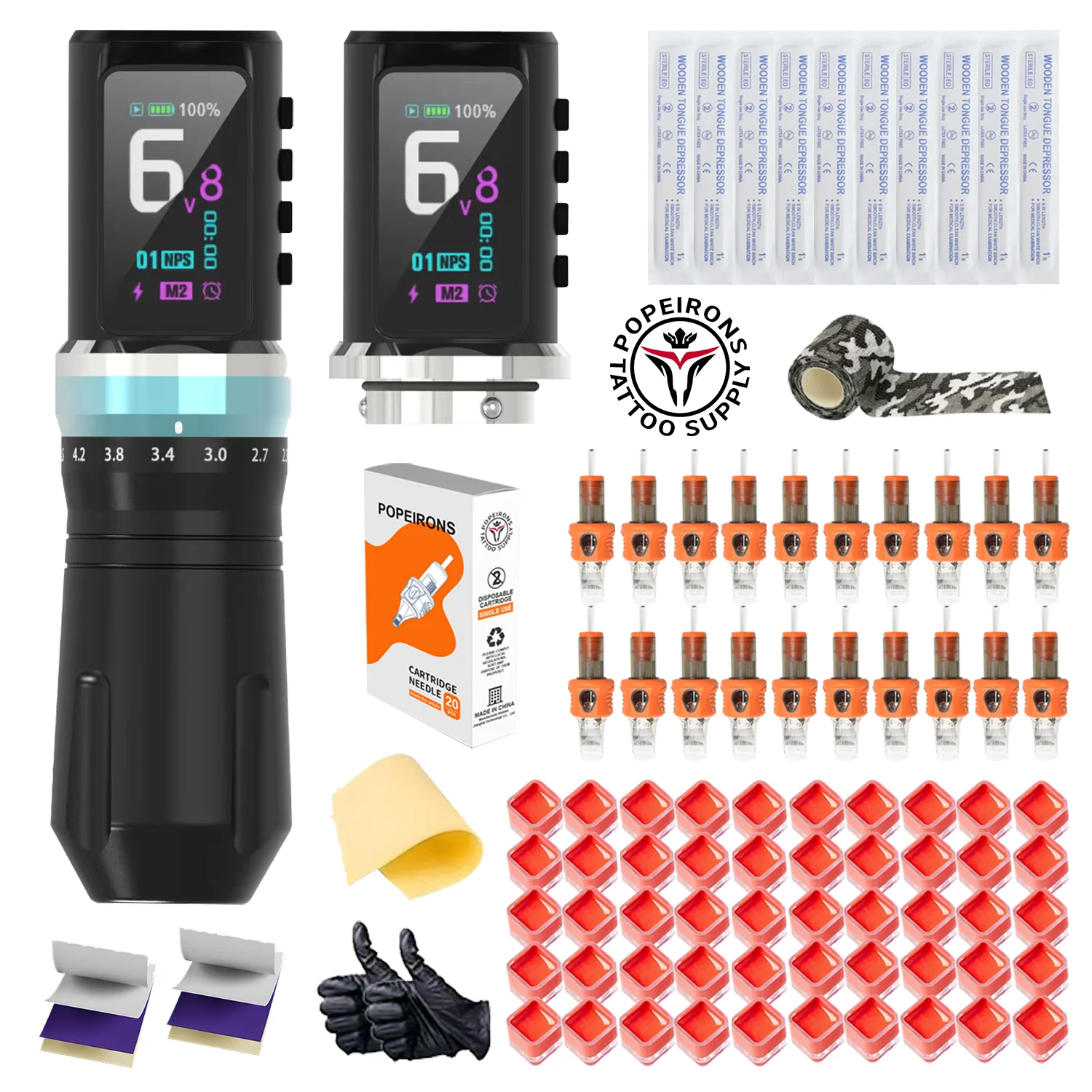 POPEIRONS wireless tattoo pen tattoo kit full set Pro X Brave tattoo machine wireless tattoo machine