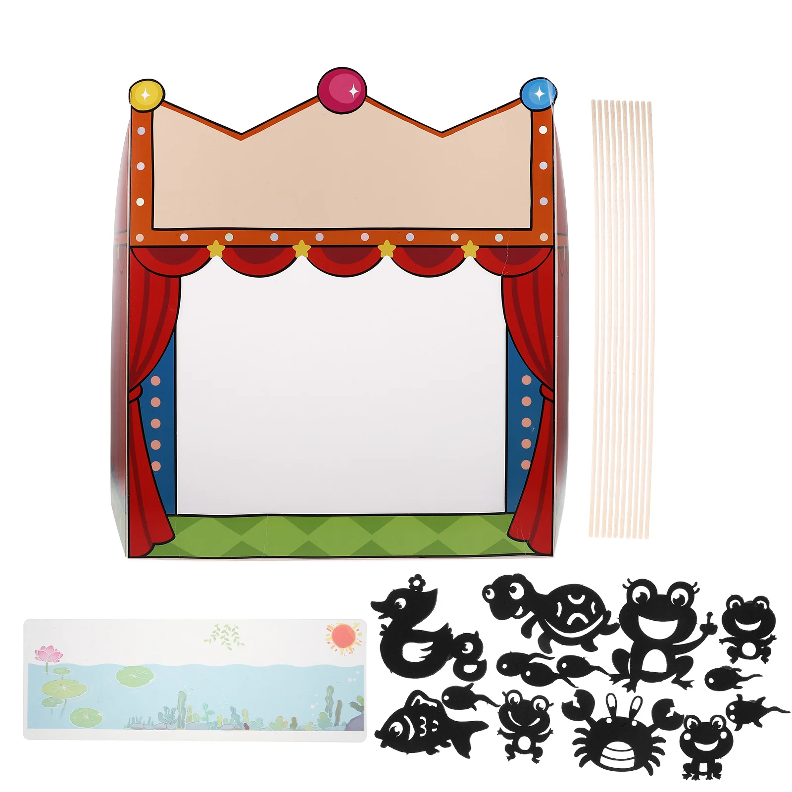 1 set 1 set Kids Theater Shadow Puppet Craft Portable Stage voor Diy Science Project Handgemaakte activiteit Marionet Show Storytelling