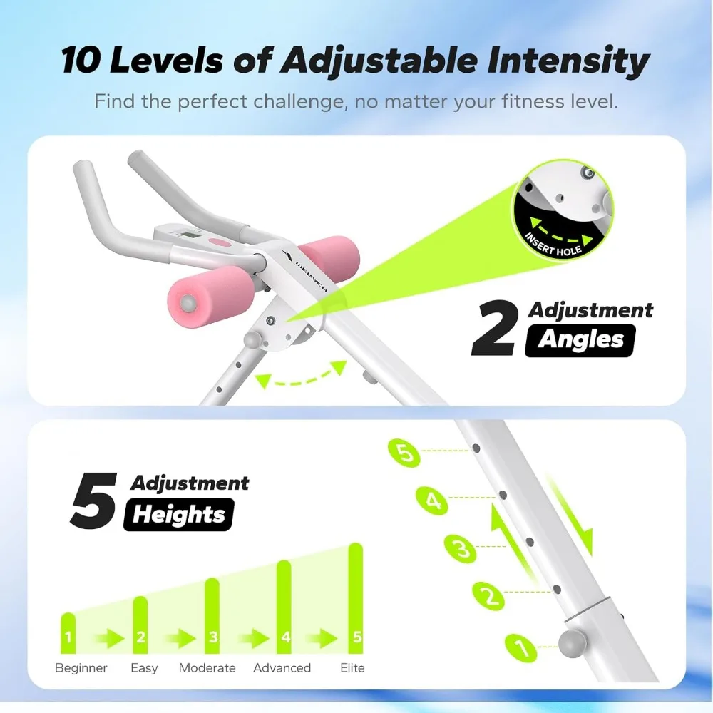 Adjustable Ab Trainer Machine for Home Gym - Foldable, LCD Monitor, Stomach Workout with Knee Protection and High Capacity view 3
