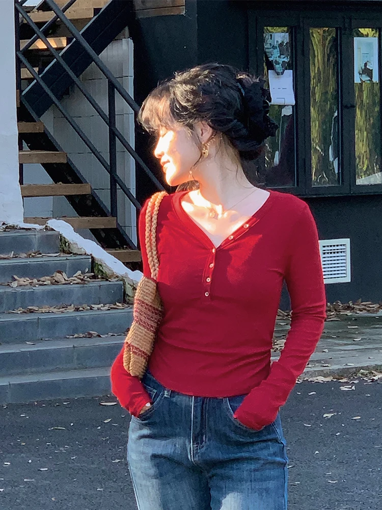 

Женская трикотажная футболка Yuan ng Design Sensation с длинным рукавом, облегающая, с круглым вырезом, в французском стиле, с эффектом сборки